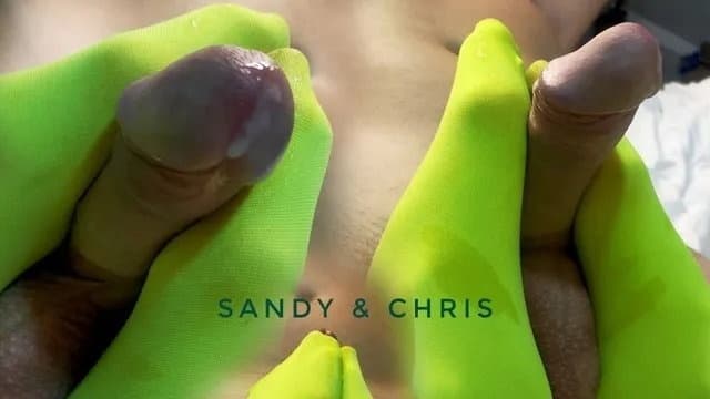 Cutie Girl in Yellow Neylon Pantyhose Gave a Great Footjob! poster