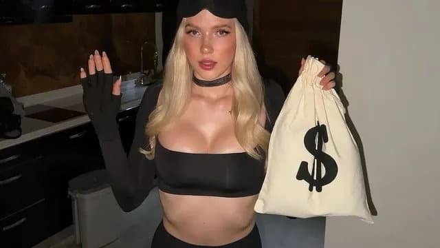 Big Tits Blonde Caught Stealing hands Up Turns into knees Down poster