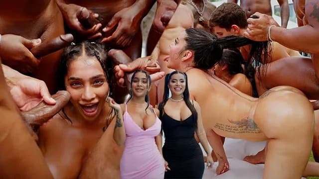 Outdoor Gangbang: 9 Guys Destroy 2 Sluts with Anal and Dvp poster